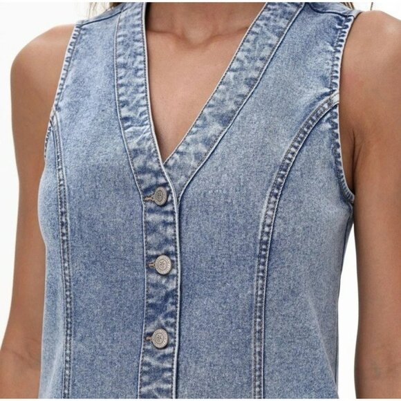 Frye Ladies Denim Mini Dress Size Large Light Wash Sleeveless XS NWT - Picture 11 of 12